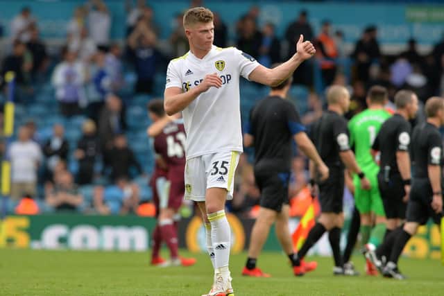 IMPRESSIVE: Charlie Cresswell at full time after Leeds United's 2-1 defeat to West Ham United at Elland Road. Picture:  Bruce Rollinson