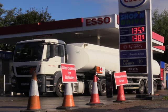 Queues at an Esso station in Parson Cross area of Sheffield yesterday as the fuel crisis exposes flaws in skills policy.