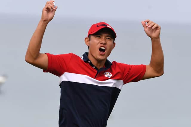 Team USA's Collin Morikawa celebrates on the 17th green during day three of the 43rd Ryder Cup at Whistling Straits, Wisconsin. (Picture: Anthony Behar/PA Wire.
)