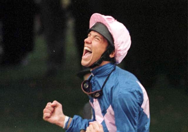 Frankie dettori celebrates Frankie Dettori celebrates on Fujiyama Crest after completing his 'magnificent seven' at Ascot 25 years ago.