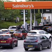 Queues at a Sainsbury's Petrol Station in Colton, Leeds. Picture: PA