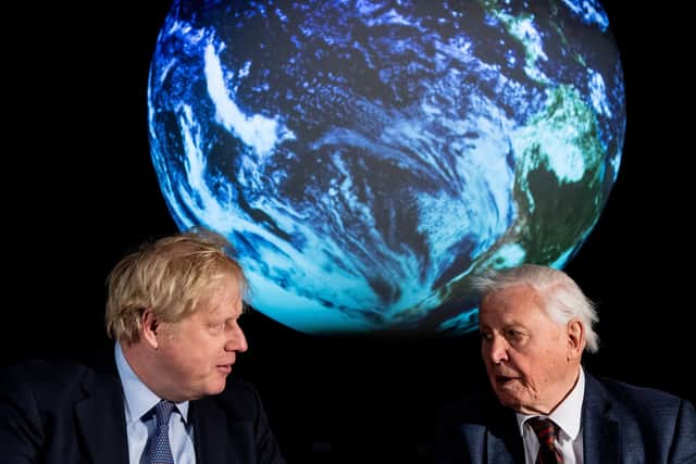 Boris Johnson with Sir David Attenborough ahead of the COP26 climate change summit.