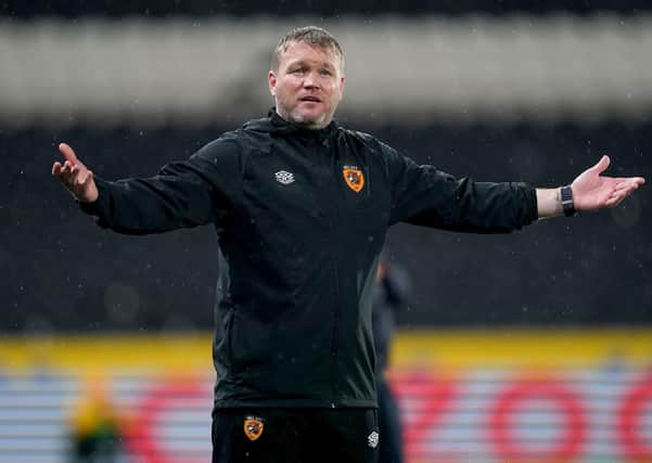 Hull City manager Grant McCann shows his frustration during 1-1 draw with Blackpool at the MKM Stadium Picture: Mike Egerton/PA