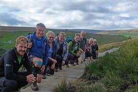 Inspecting the new surface, from left to right, were Area Ranger Michael Briggs, HF Holidays walk leader Richard Tolley and HF members Lynne Connor from Wimbledon, Jane Harris from Oxfordshire, Deborah Evans from London, Tony and Pat Miller from Kent, and Helen Allen from Grantham.