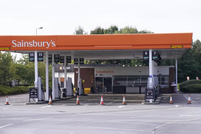 A closed Sainsbury's petrol station in Leeds on Tuesday.