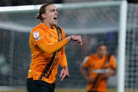 Hull City's Tom Eaves celebrates scoring the equaliser against Blackpool. Picture: PA.