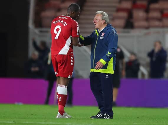 PROUD: Neil Warnock issues instructions to Middlesbrough's Uche Ikpeazu during his side's 2-0 win over Sheffield United