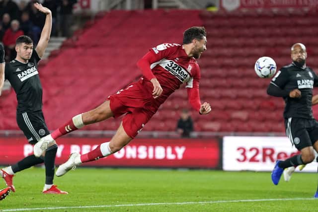 Middlesbrough's Matt Crooks heads the ball during the Sky Bet Championship match at Riverside Stadium, Middlesbrough. (Picture: Owen Humphreys/PA Wire)