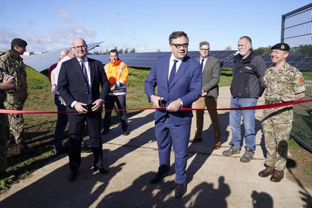 Jeremy Quin, Minister for Defence Procurement, at the opening of the British Army's first ever solar farm