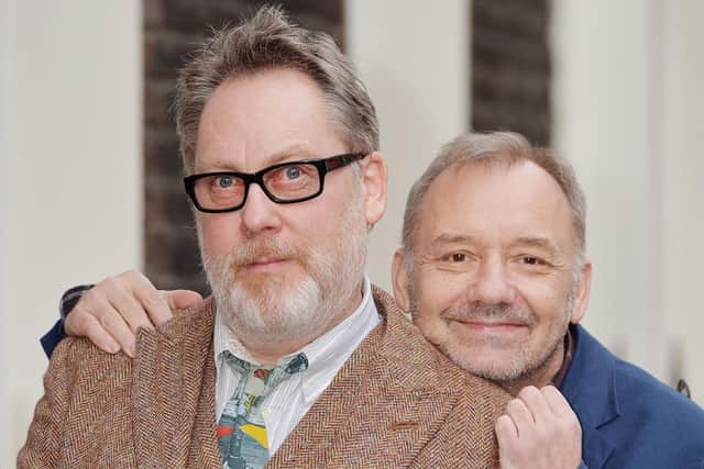 Vic Reeves and Bob Mortimer at the launch prior to their 2016 tour, which had been postponed because of Mortimer's open heart surgery.. Picture credit s: John Stillwell/PA.