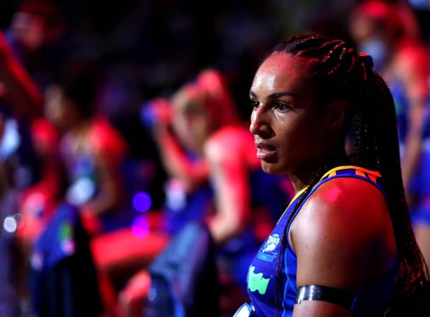 STAYING ON: 
 Vicki Oyesola will be staying at Leeds Rhinos for the 2022 Vitality Netball Superleague season. Picture: Chloe Knott/Getty Images.
