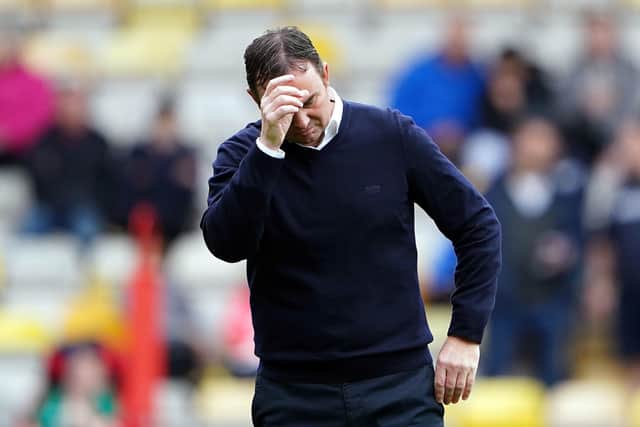 BLEAK TIMES: Bradford City manager Derek Adams is seeing his team struggle at the moment. Picture: Zac Goodwin/PA