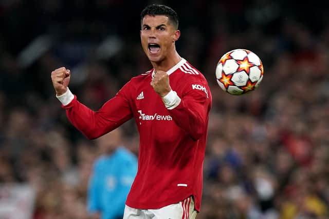 Manchester United's Cristiano Ronaldo celebrates after the final whistle of the UEFA Champions League, Group F match at Old Trafford, Manchester. (Picture: Martin Rickett/PA Wire)
