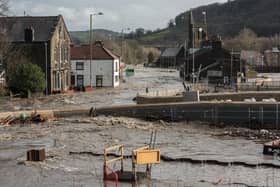 The scene in Mytholmroyd during the Storm Ciara floods of February 2020.