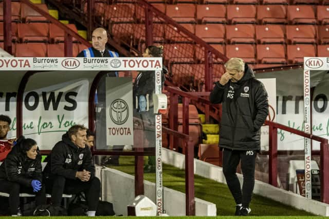TOUGH NIGHT: Barnsley manager Markus Schopp shows his dismay as he team lose 3-1 to Nottingham Forest, with some fans calling for his dismissal during a difficult evening at Oakwell Picture: Tony Johnson