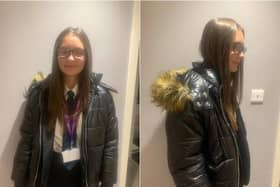 Grace Evans was sent home from school over the fur lined hood of her coat, her angry mum says.