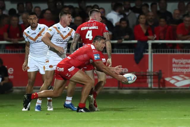 Back before time: Ryan Hall made a swift recovery to try and help Hull KR overcome Catalans Dragons in the semi-final. (Picture: Manuel Blondeau/SWpix.com)