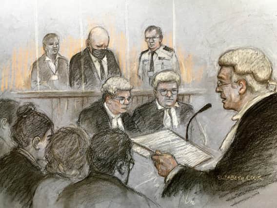 Lord Justice Fulford in a court sketch