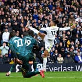 CHANCE: Tyler Roberts has a late effort at goal for Leeds United