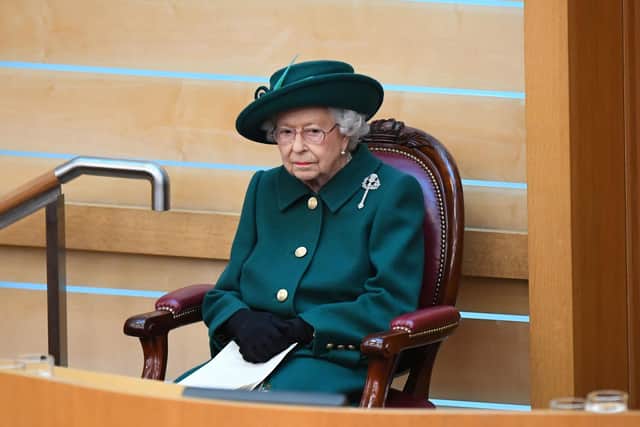 The Queen at the official opening of a new session of the Scottish Parliament on Saturday.