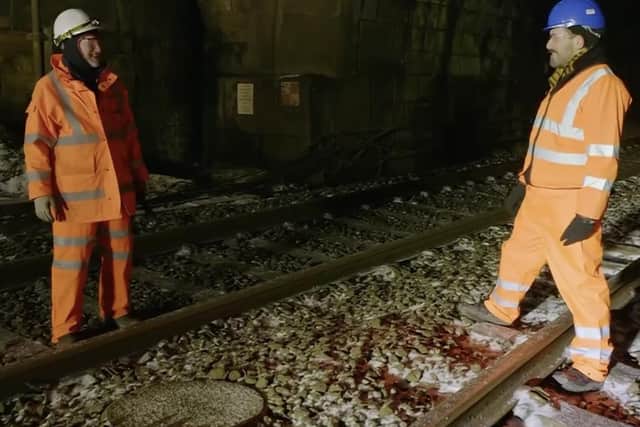 Network Rail staff took Tim inside the tunnel