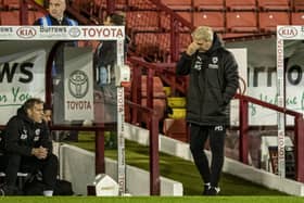 Barnsley manager Markus Schopp feels the pressure after Nottingham Forest score their third goal in the recent 3-1 defeat at Oakwell Picture Tony Johnson