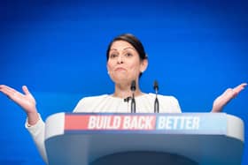 Home Secretary Priti Patel during her speech to the Tory party conference.