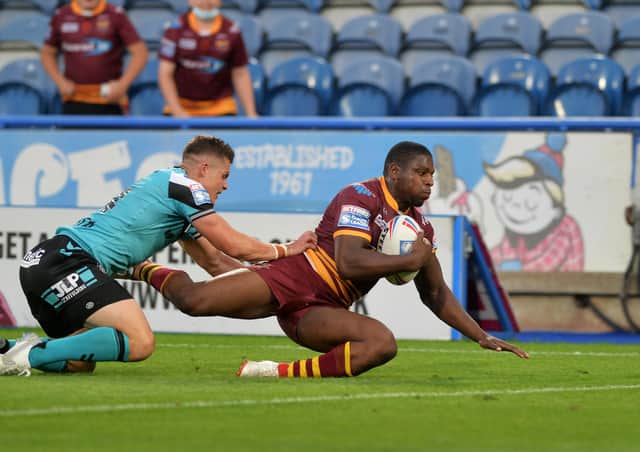 INJURED: Huddersfield Giants' Jermaine McGillvary won't feature against France in perpignan. Picture : Jonathan Gawthorpe