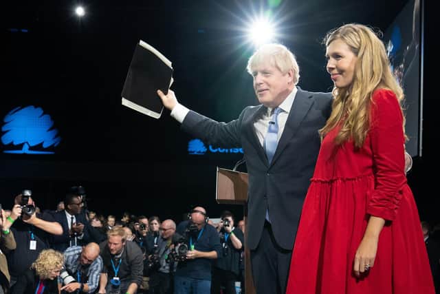 Boris Johnson and his wife Carrie after the Prime Minister addressed the Tory party conference.