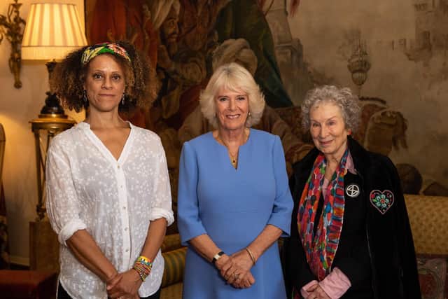 Bernardine Evaristo with the Duchess of Cornwall and Margaret Atwood in 2019. (Getty Images).