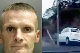 Thomas Cahill, 42, can be seen driving the wrong way up residential streets and even along footpaths as he tried to evade officers on August 22 last year