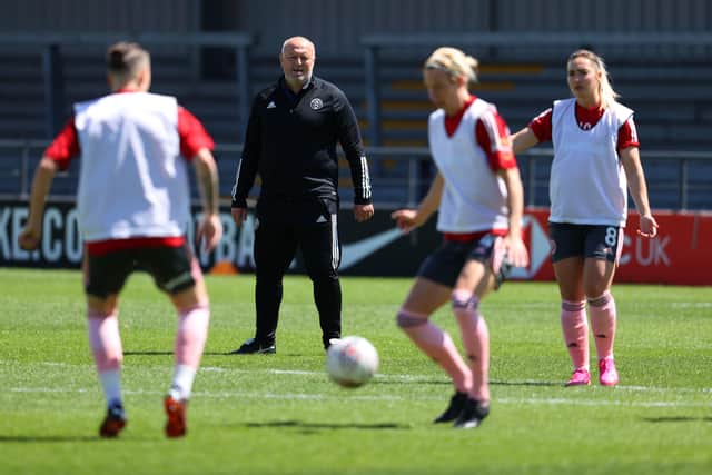 Sheffield United manager Neil Redfearn watches his team warm up ahead of their FA Cup 5th Round match againstTottenham Hotspur in May. Picture: Catherine Ivill/Getty Images
