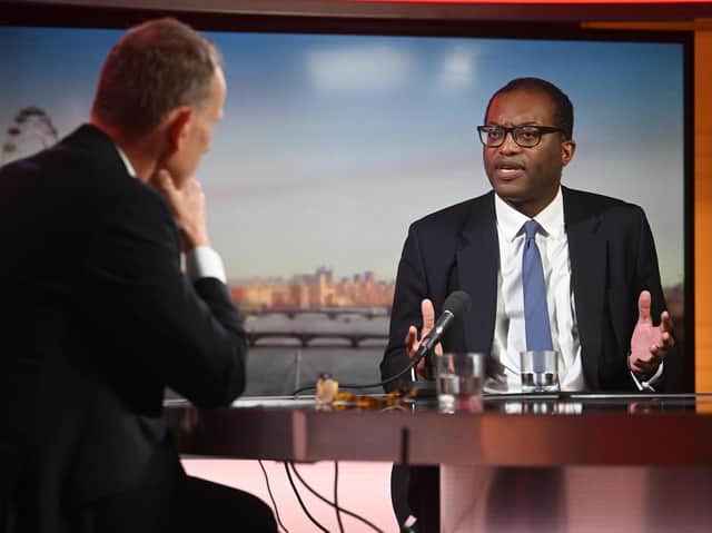 BBC handout photo of Business Secretary Kwasi Kwarteng appearing on the BBC1 current affairs programme, The Andrew Marr Show (BBC)