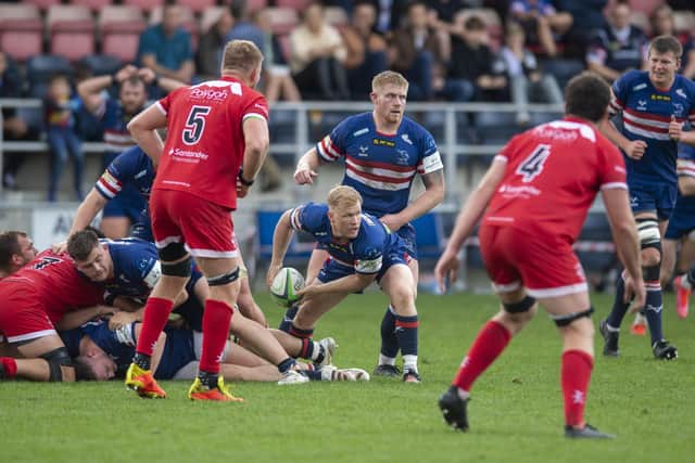 Doncaster Knights' Alex Dolly in action against Jersey. Picture: Tony Johnson