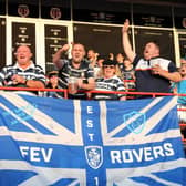 Supporters of Featherstone Rovers are pictured ahead of the match. Picture: Manuel Blondeau/SWpix.com