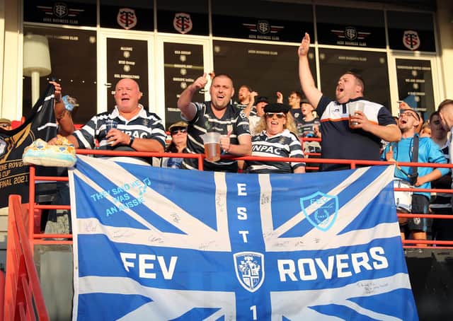 Supporters of Featherstone Rovers are pictured ahead of the match. Picture: Manuel Blondeau/SWpix.com