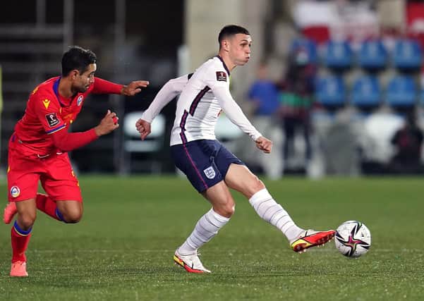 England's Phil Foden in action during the FIFA World Cup Qualifying match at Estadi Nacional, Andorra. Picture: PA