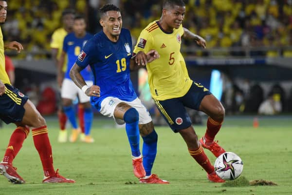 INTERNATIONAL CAP: Raphinha in action for Brazil. Picture: Getty Images.
