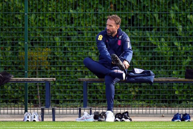 England manager Gareth Southgate during a training session at Hotspur Way Training Ground on Monday Picture: John Walton/PA