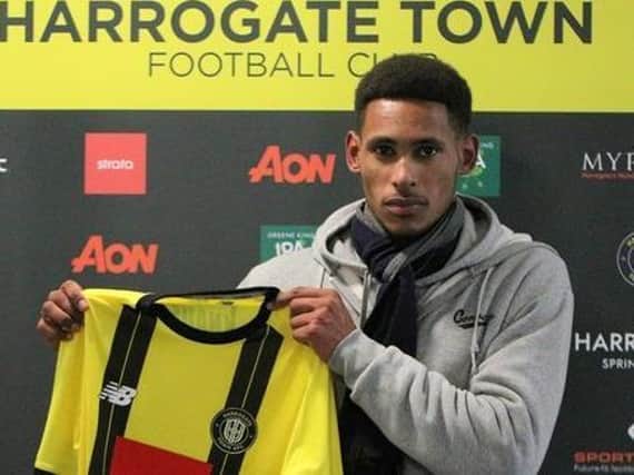 Barnsley FC midfielder Will Hondermarck, pictured back in January when he joined Harrogate Town. Picture courtesy of Harrogate Town AFC