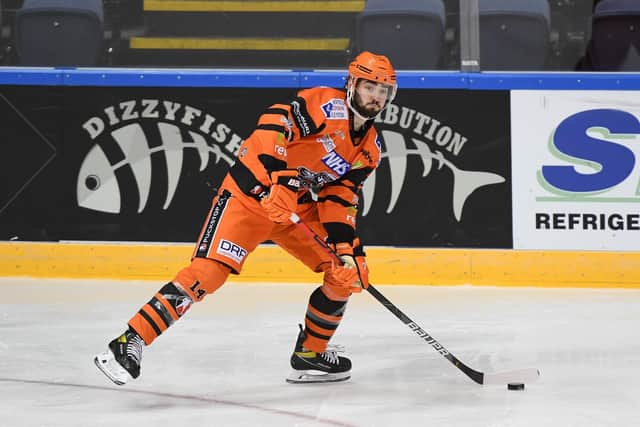 Liam Kirk 
gained valuable ice time with former team Sheffield Steelers in the behind-closed-doors Elite Series at Nottingham's National Ice Centre ahead of the World Championships. Picture courtesy of Karl Denham/EIHL
.