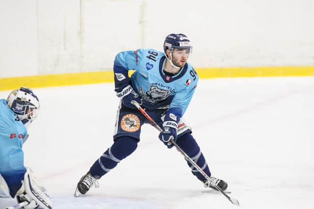 Liam Kirk was able to gain valuable ice time with former team Sheffield Steeldogs in this year's behind-closed-doors Spring Cup. Picture: Andrew Bourke.