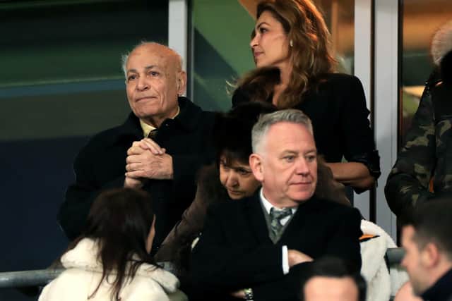 Hull City owner Assem Allam (left) during the FA Cup fourth round match at the KCOM Stadium, Hull, back in January 2020 (Picture: PA)