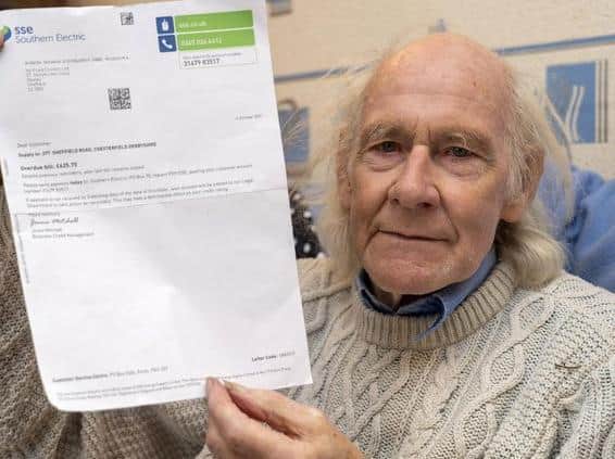 Alan Parkin has been receiving energy bills for a fried chicken shop in Chesterfield that he has no link to for the last six weeks. Picture Scott Merrylees.