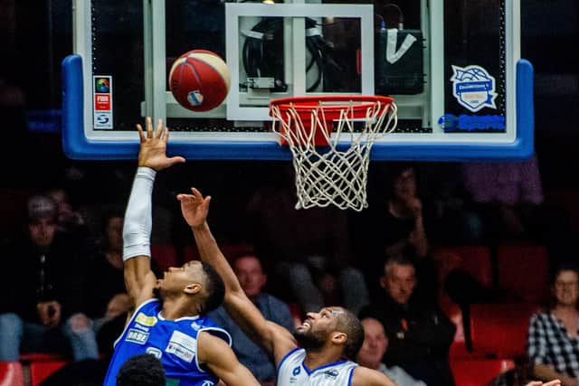 Mons' Quinton Upshur and Aalstar's Jonathan Jon-Jon Williams fight for the ball during the basketball match between Okapi Aalstar and Mons-Hainaut, Saturday 23 March 2019 in Aalst, on day 20 of the 'EuroMillions League' Belgian first division. (Picture: JONAS ROOSENS/AFP via Getty Images)
