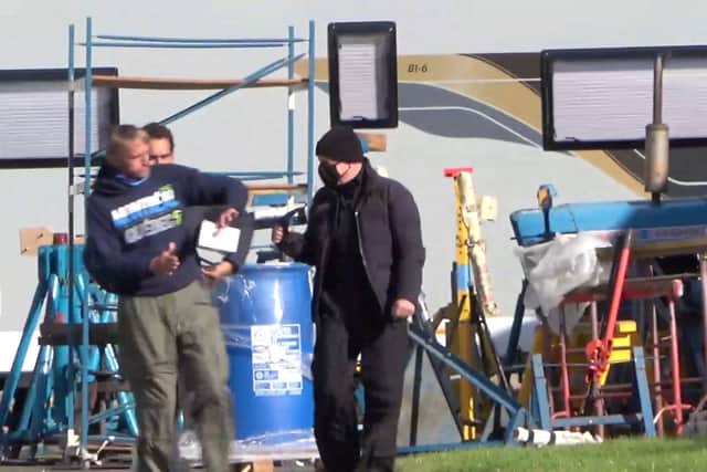 Tom was joined at the airfield by film crews who rigged his Model 75