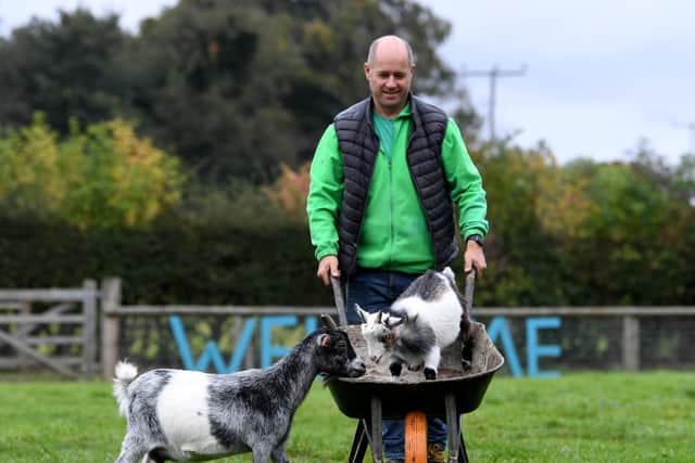 Ian takes his pygmy goats to schools and events