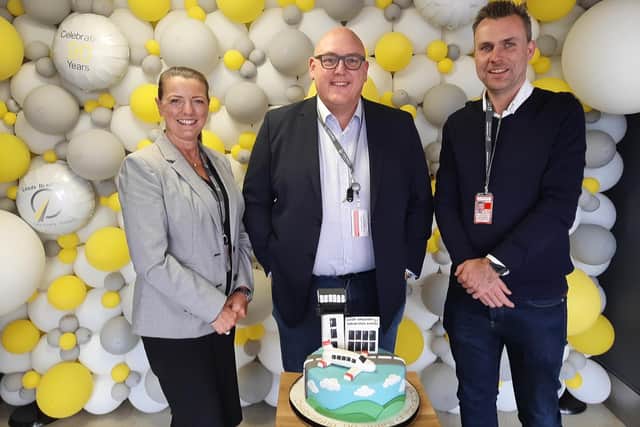 LBA celebrating 90 years - (r-l) Carol Burrows, Human Resources Director, Vincent Hodder, CEO of LBA and Alex Tong, Chief Financial Officer
PIC: LBA