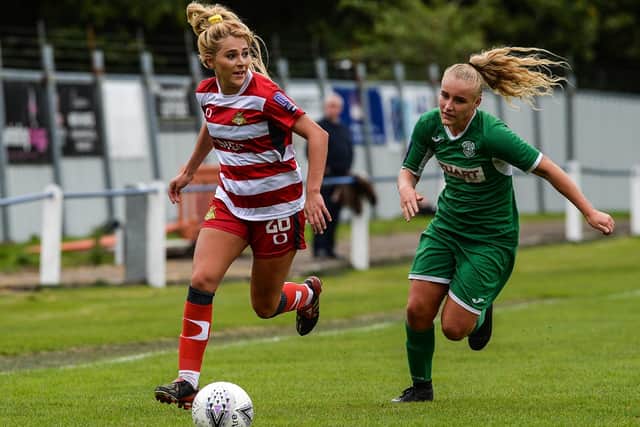 Sophie Scargill playing for Doncaster Rovers Belles before her injury.