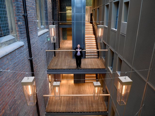 Opera North's general director Richard Mantle pictured in the new atrium, part of the £18m redevelopment. (Simon Hulme).